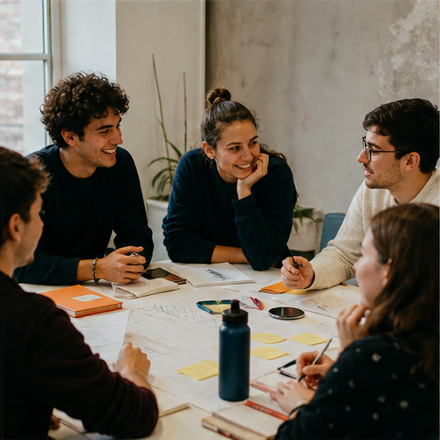 Young people participating in a collaborative workshop